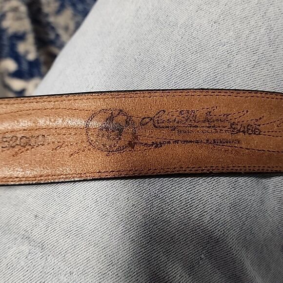 Vtg Leegin Larry Mahen tooled brown leather belt & 1979 Raintree Walleye buckle - Picture 7 of 8